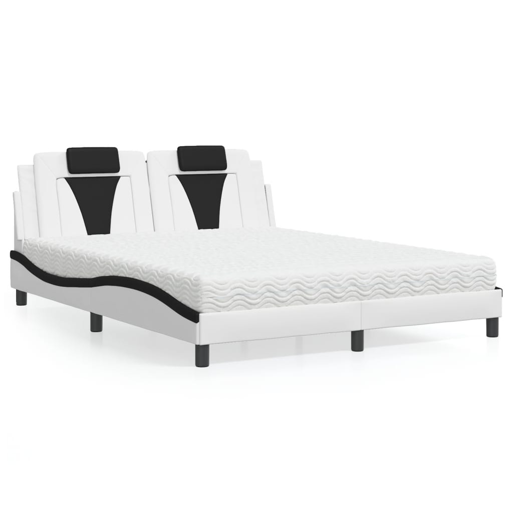 Lit Viana avec matelas blanc et noir 160x200 cm similicuir - XIOS