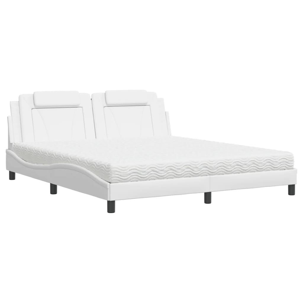 Lit Viana avec matelas blanc 180x200 cm similicuir - XIOS