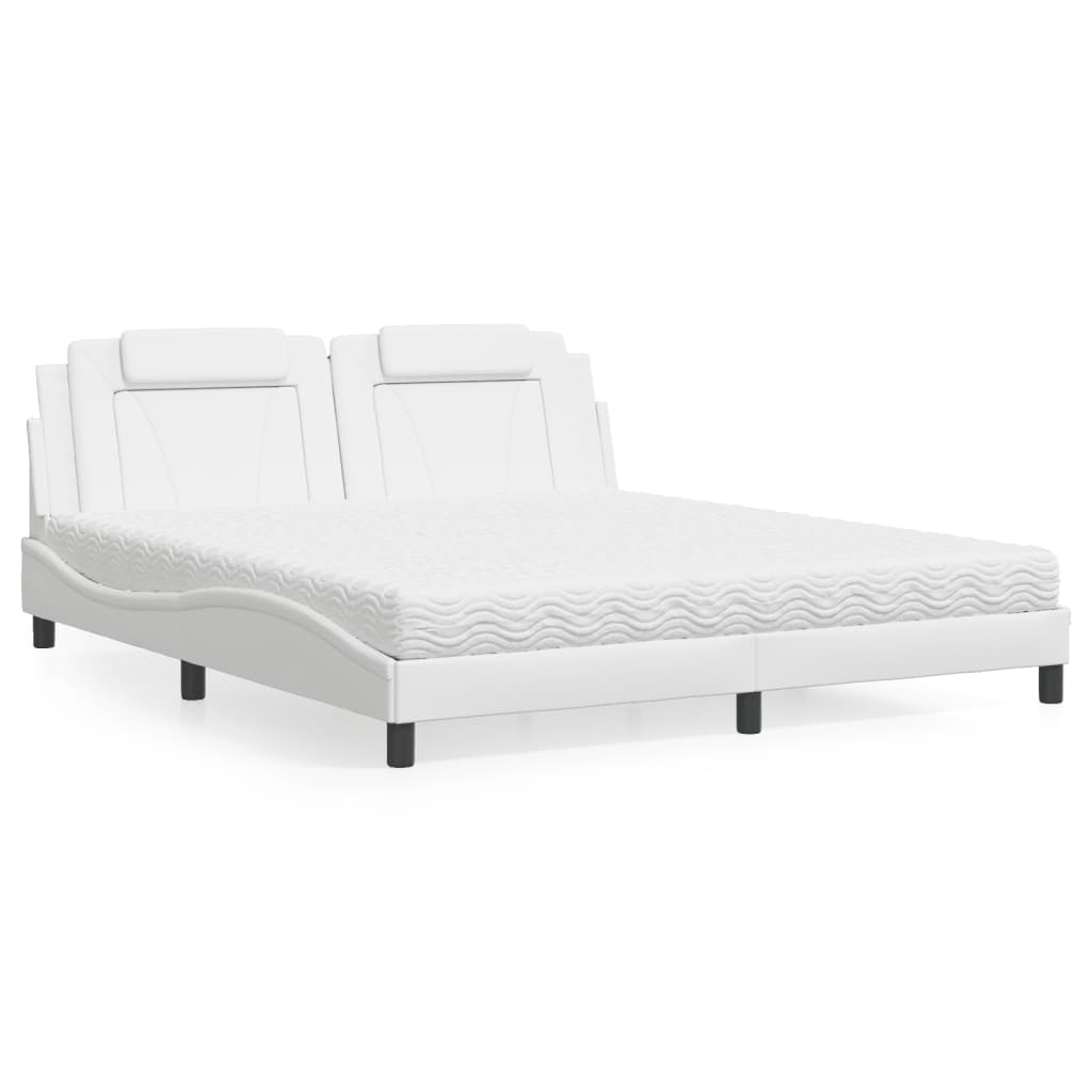 Lit Viana avec matelas blanc 180x200 cm similicuir - XIOS
