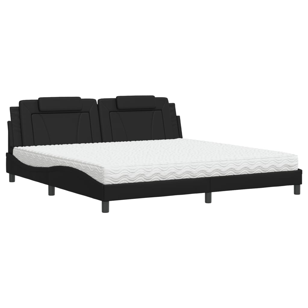 Lit Viana avec matelas noir 200x200 cm similicuir - XIOS