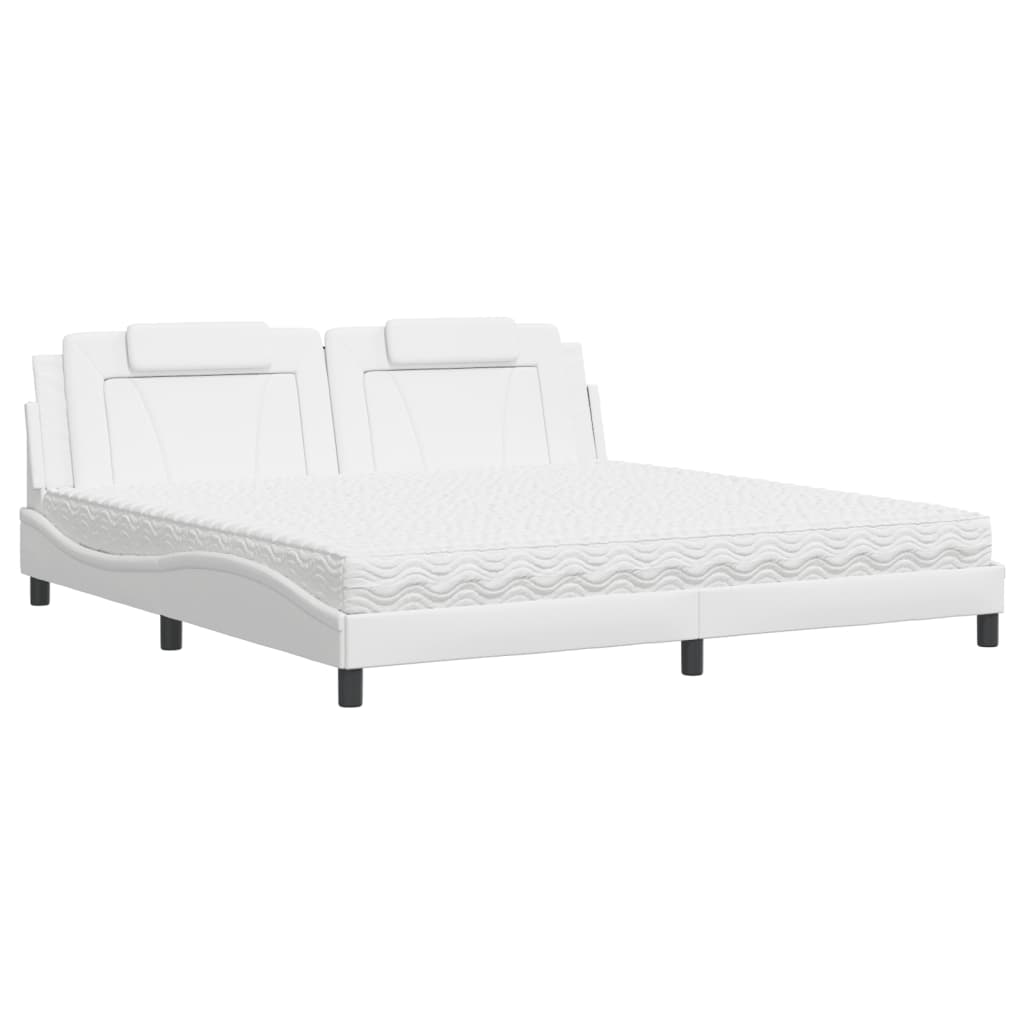 Lit Viana avec matelas blanc 200x200 cm similicuir