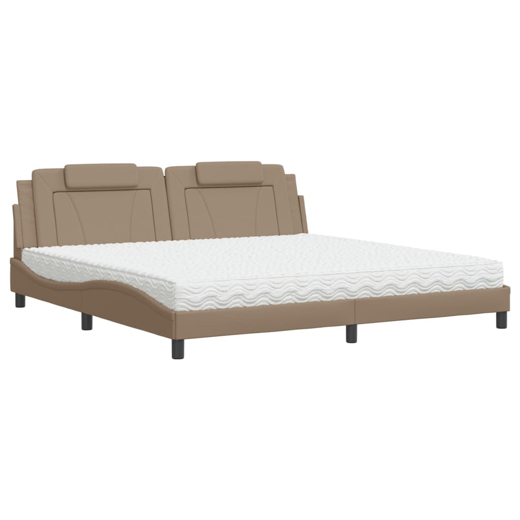 Lit Viana avec matelas cappuccino 200x200 cm similicuir