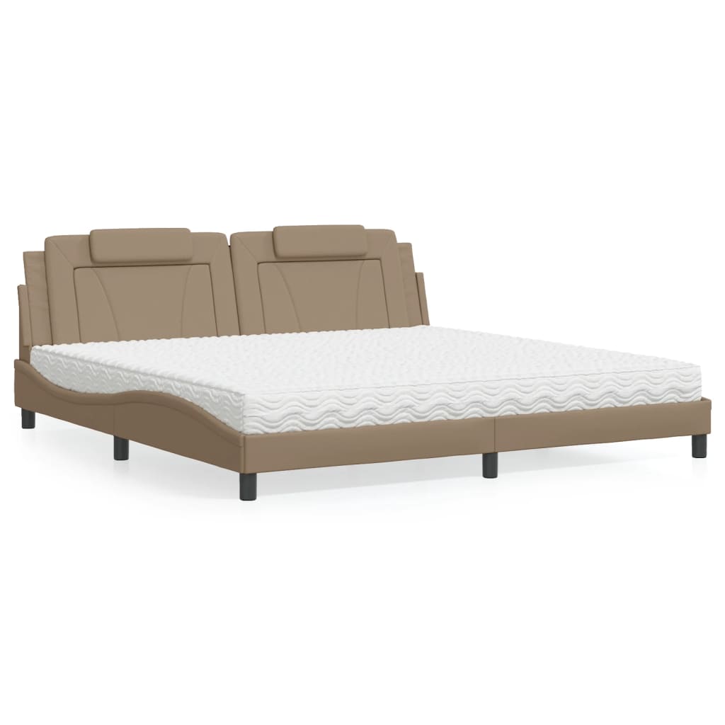 Lit Viana avec matelas cappuccino 200x200 cm similicuir