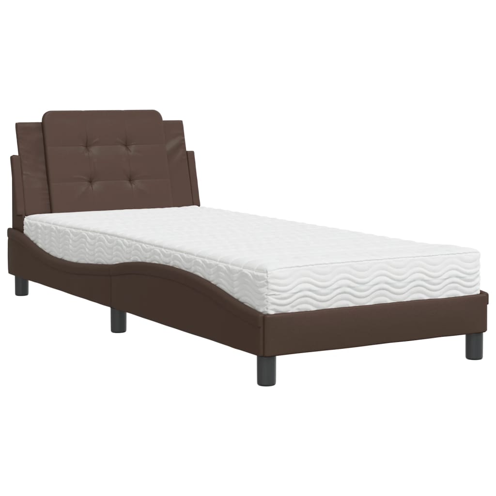 Cadre de lit sans matelas Zadar marron 90x190 cm similicuir - XIOS