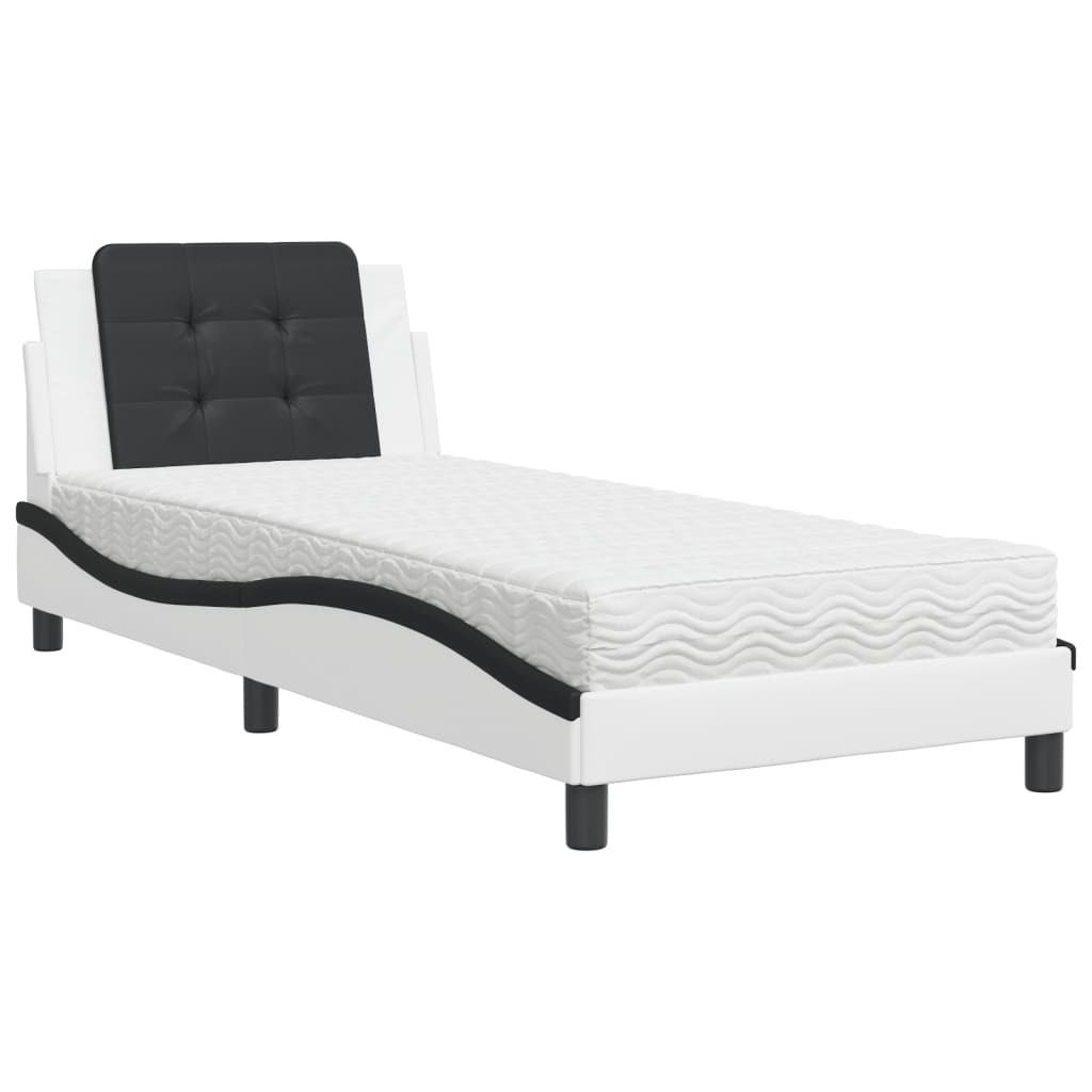Cadre de lit sans matelas Zadar blanc et noir 90x190 cm similicuir - XIOS