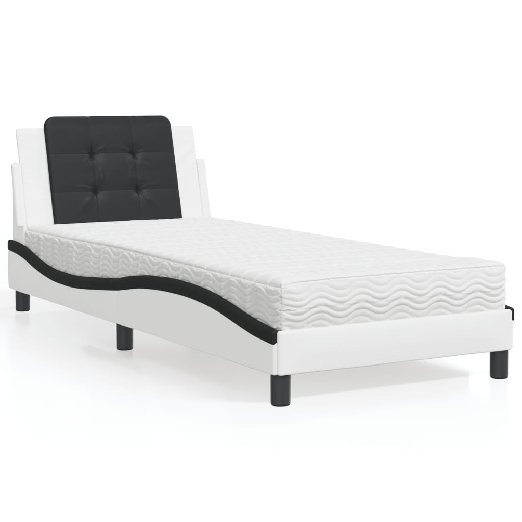 Cadre de lit sans matelas Zadar blanc et noir 90x190 cm similicuir - XIOS