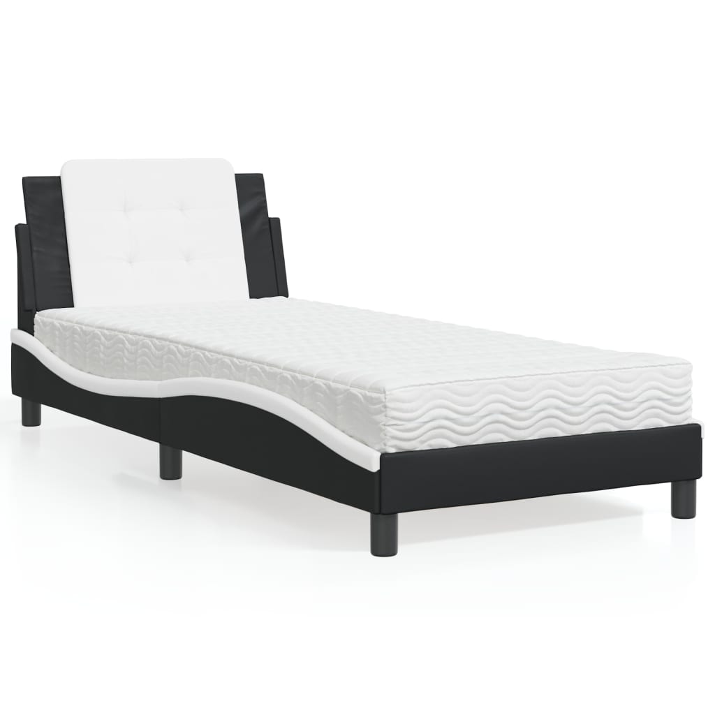 Cadre de lit sans matelas Zadar noir et blanc 90x200 cm similicuir - XIOS