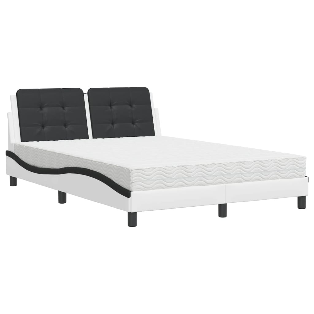 Cadre de lit sans matelas Zadar blanc et noir 140x190 cm similicuir - XIOS