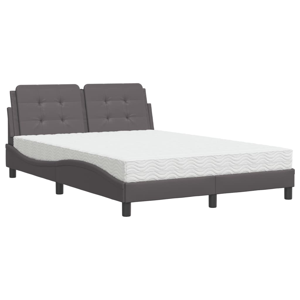 Lit avec matelas Zadar gris 140x200 cm similicuir