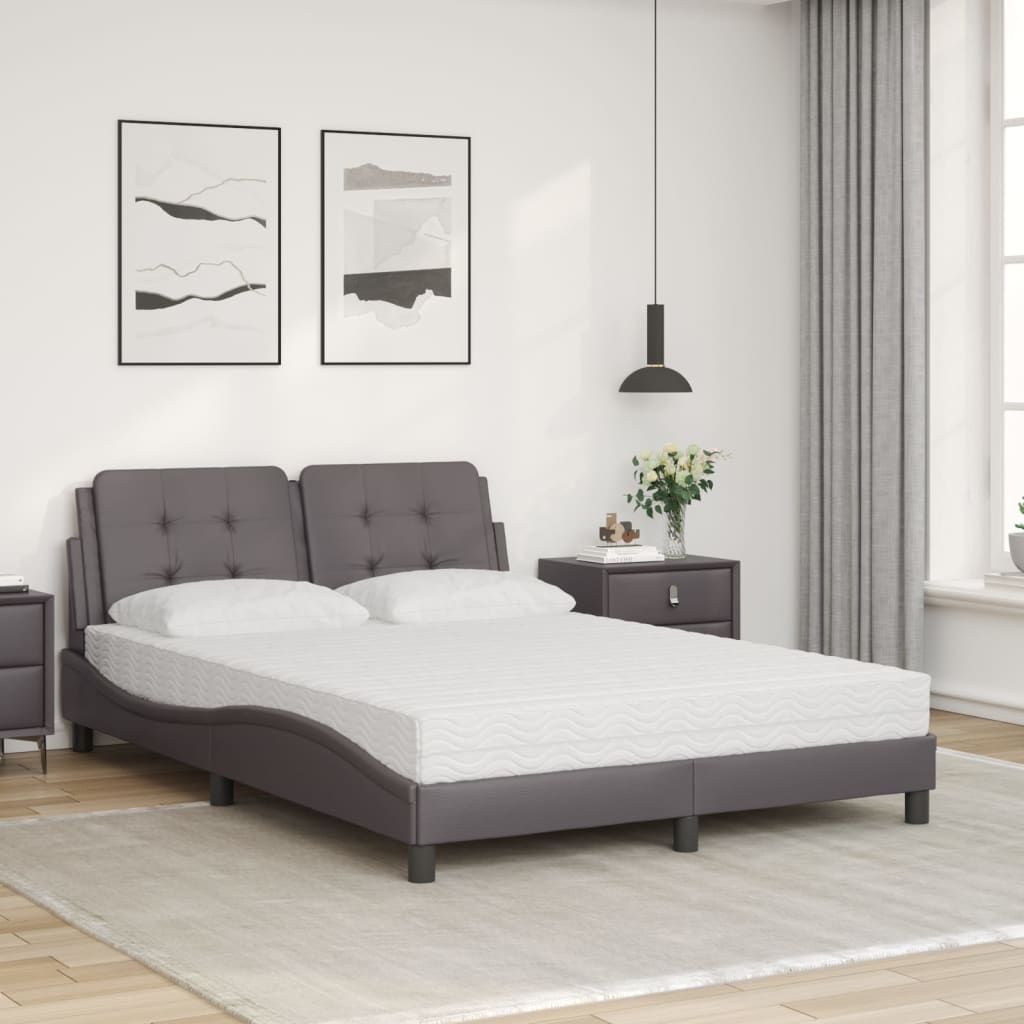 Lit avec matelas Zadar gris 140x200 cm similicuir