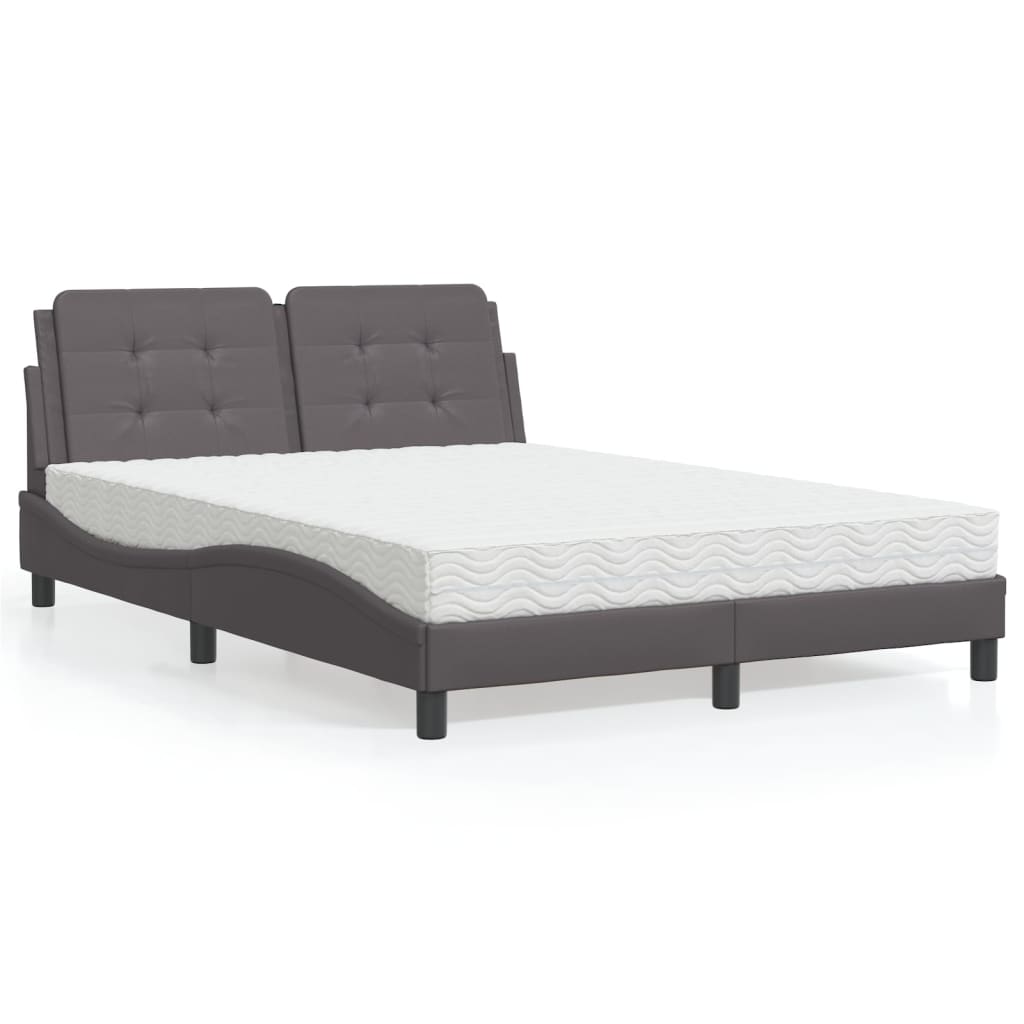 Lit avec matelas Zadar gris 140x200 cm similicuir