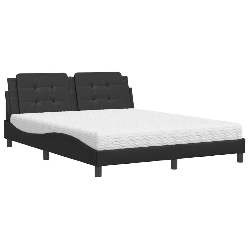 Lit avec matelas Zadar noir 160x200 cm similicuir - XIOS