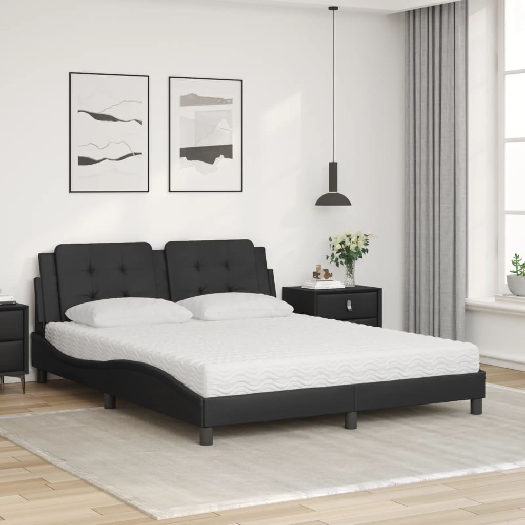 Lit avec matelas Zadar noir 160x200 cm similicuir - XIOS