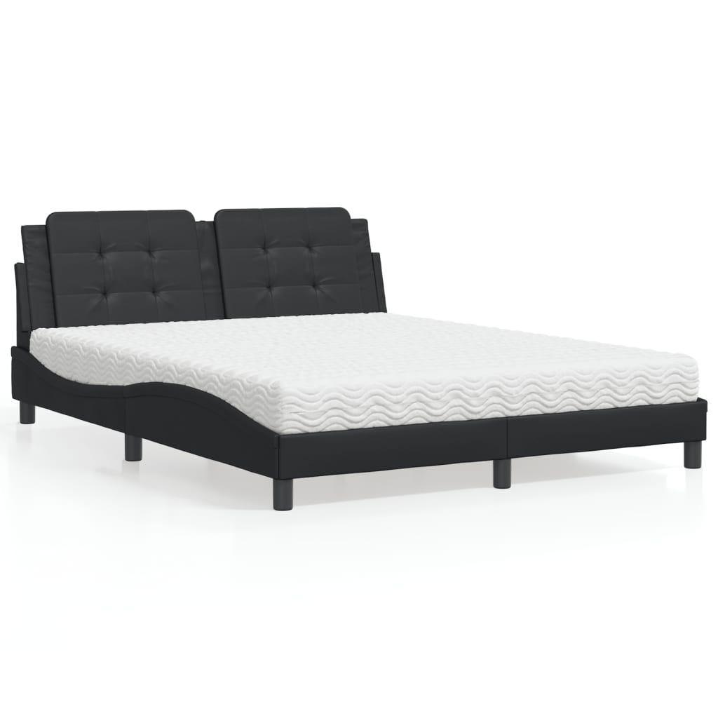 Lit avec matelas Zadar noir 160x200 cm similicuir - XIOS
