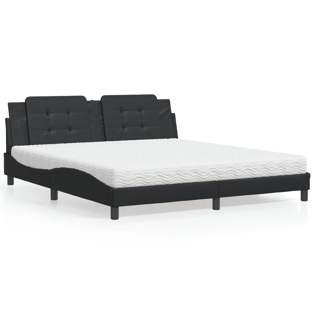 Lit avec matelas Zadar noir 180x200 cm similicuir - XIOS