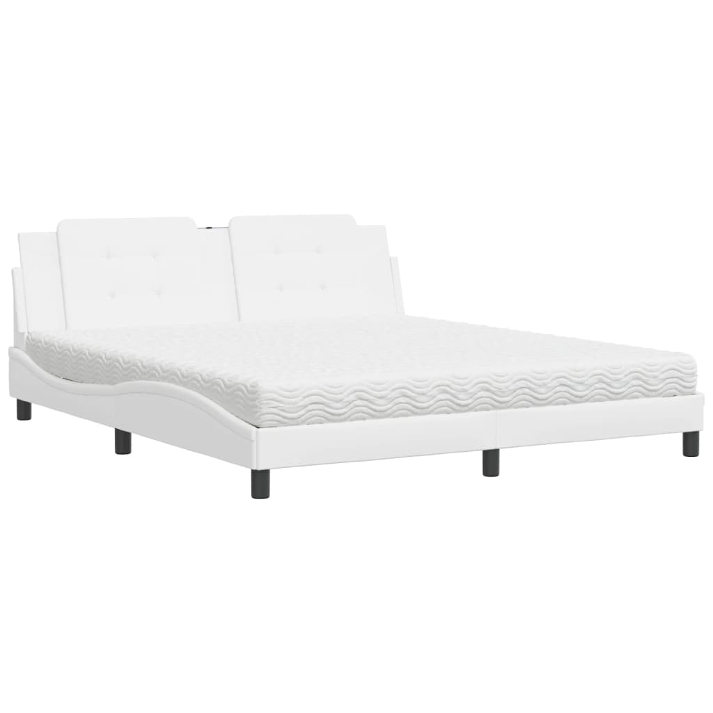Lit avec matelas Zadar blanc 180x200 cm similicuir - XIOS
