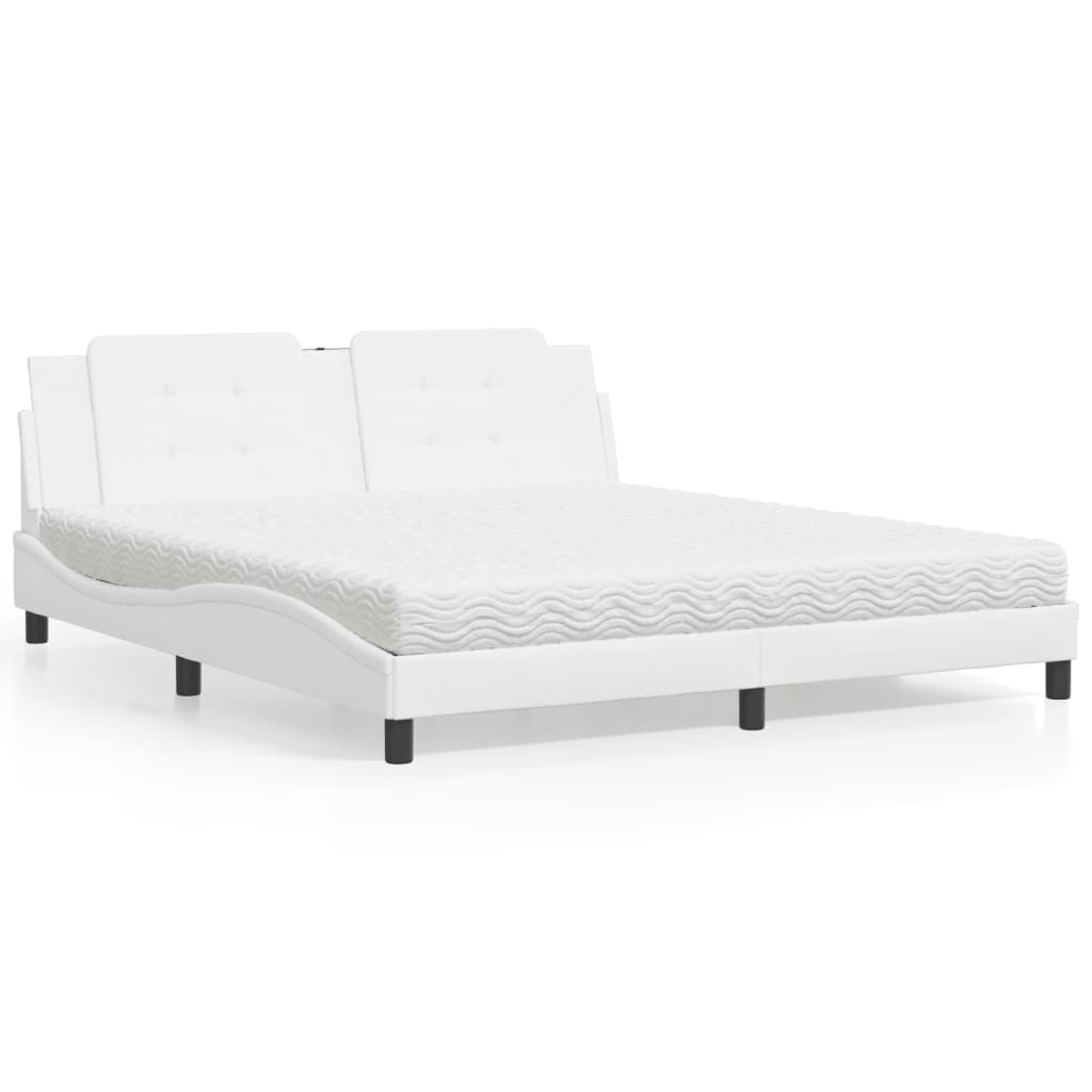 Lit avec matelas Zadar blanc 180x200 cm similicuir - XIOS
