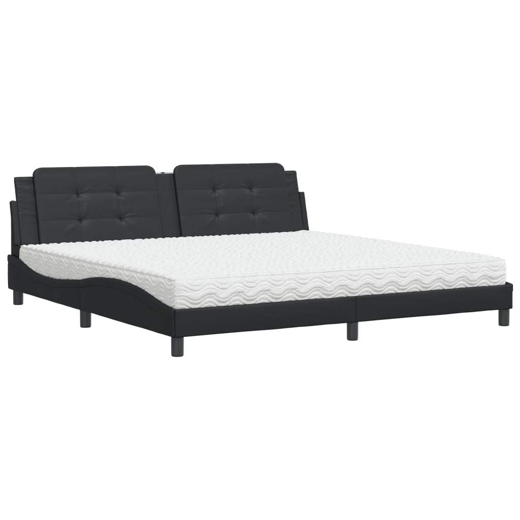 Lit avec matelas Zadar noir 200x200 cm similicuir