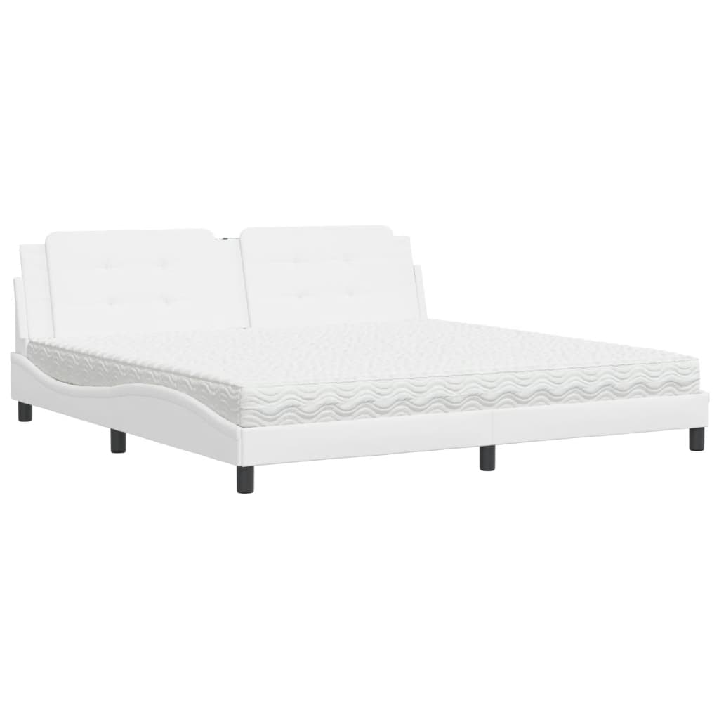 Lit avec matelas Zadar blanc 200x200 cm similicuir