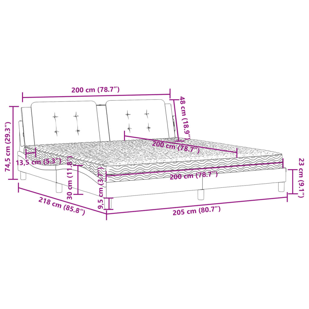 Lit avec matelas Zadar blanc 200x200 cm similicuir