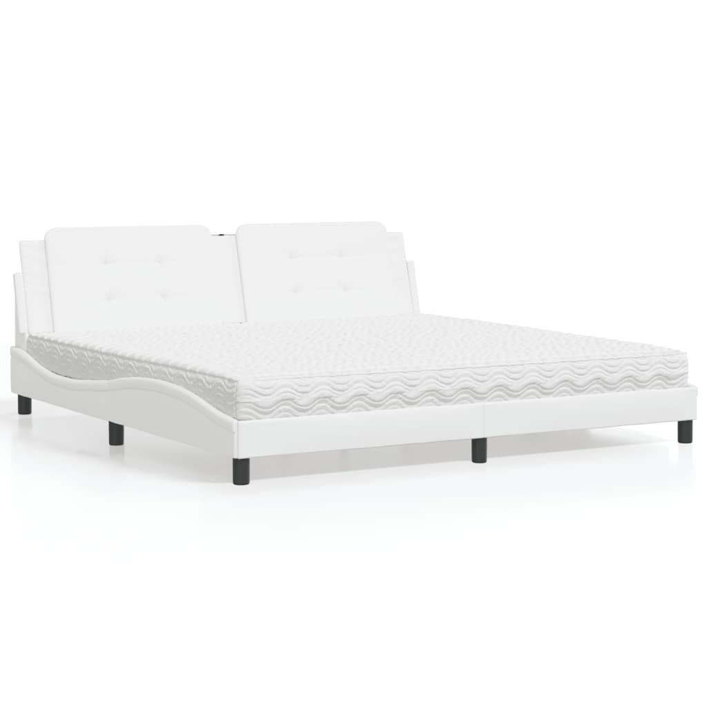 Lit avec matelas Zadar blanc 200x200 cm similicuir