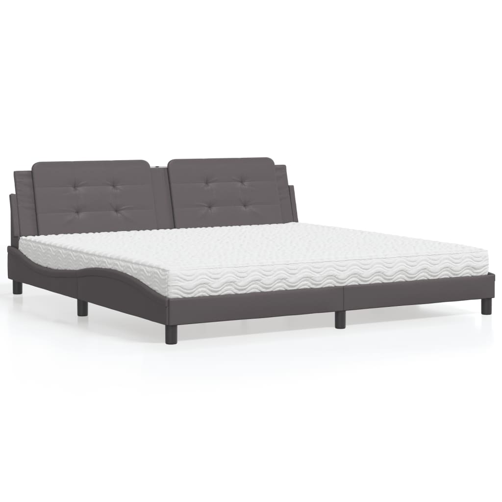 Lit avec matelas Zadar gris 200x200 cm similicuir - XIOS