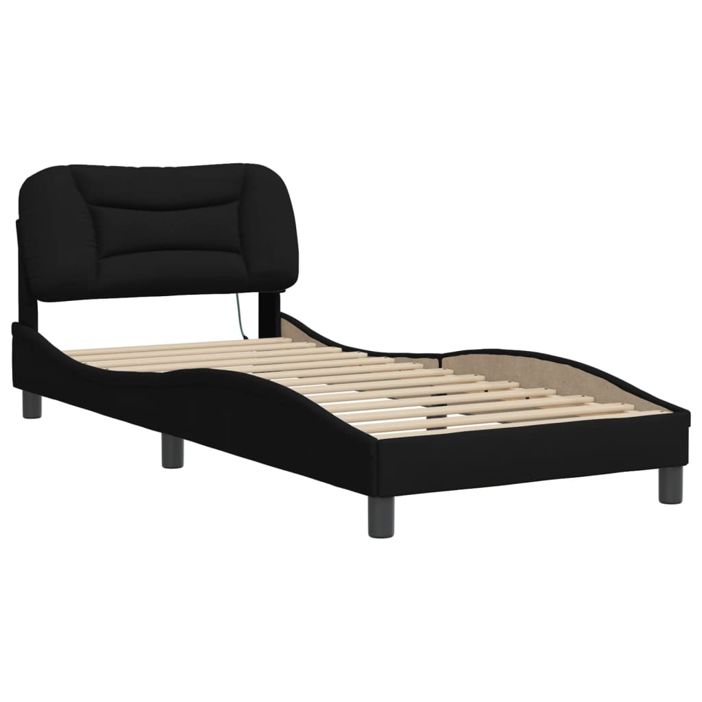 Cadre de lit avec LED sans matelas noir 80x200 cm tissu - XIOS