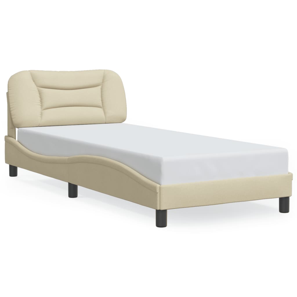 Cadre de lit avec lumières LED crème 80x200 cm tissu - XIOS