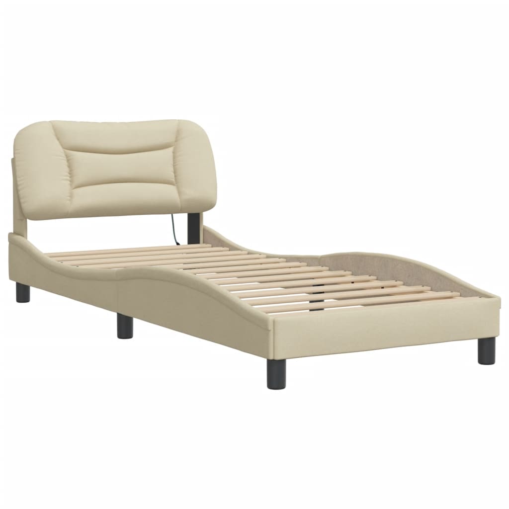 Cadre de lit avec lumières LED crème 80x200 cm tissu - XIOS