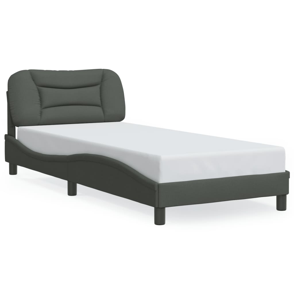 Cadre de lit avec LED sans matelas gris foncé 90x190 cm tissu - XIOS