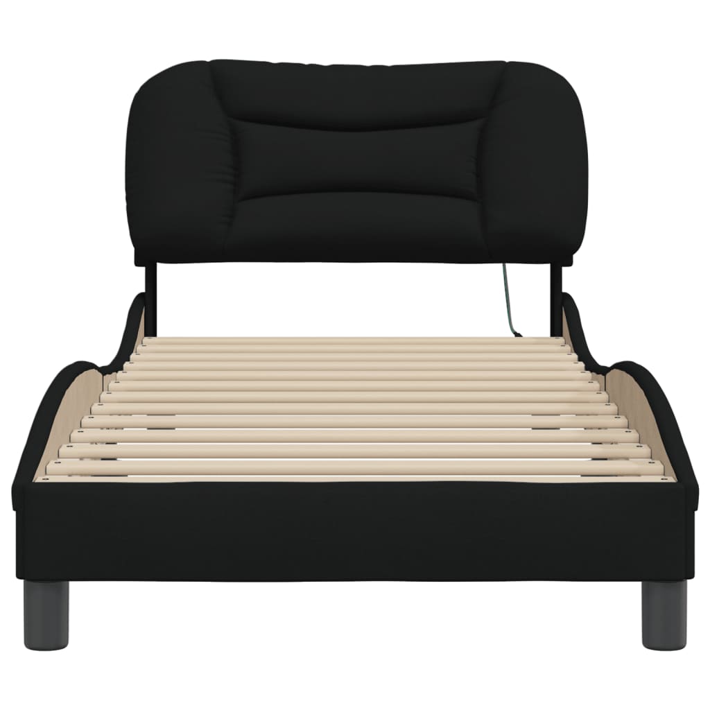 Cadre de lit avec LED sans matelas Hvar noir 90x190 cm tissu - XIOS
