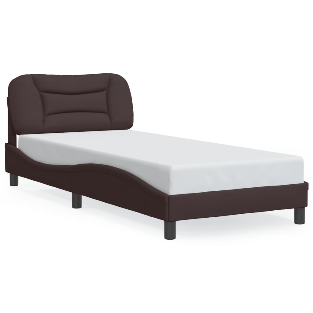 Cadre de lit avec LED sans matelas marron foncé 90x190 cm tissu - XIOS