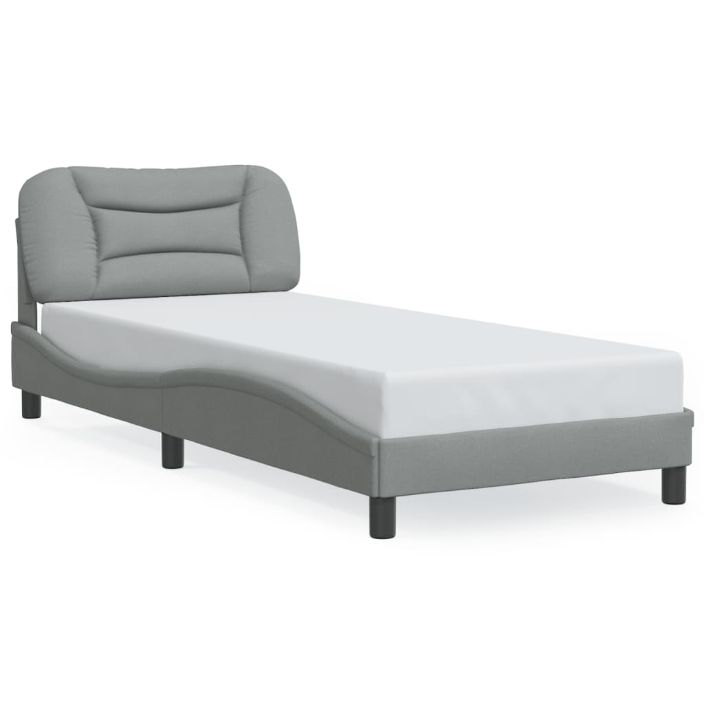 Cadre de lit avec LED sans matelas gris clair 90x200 cm tissu - XIOS