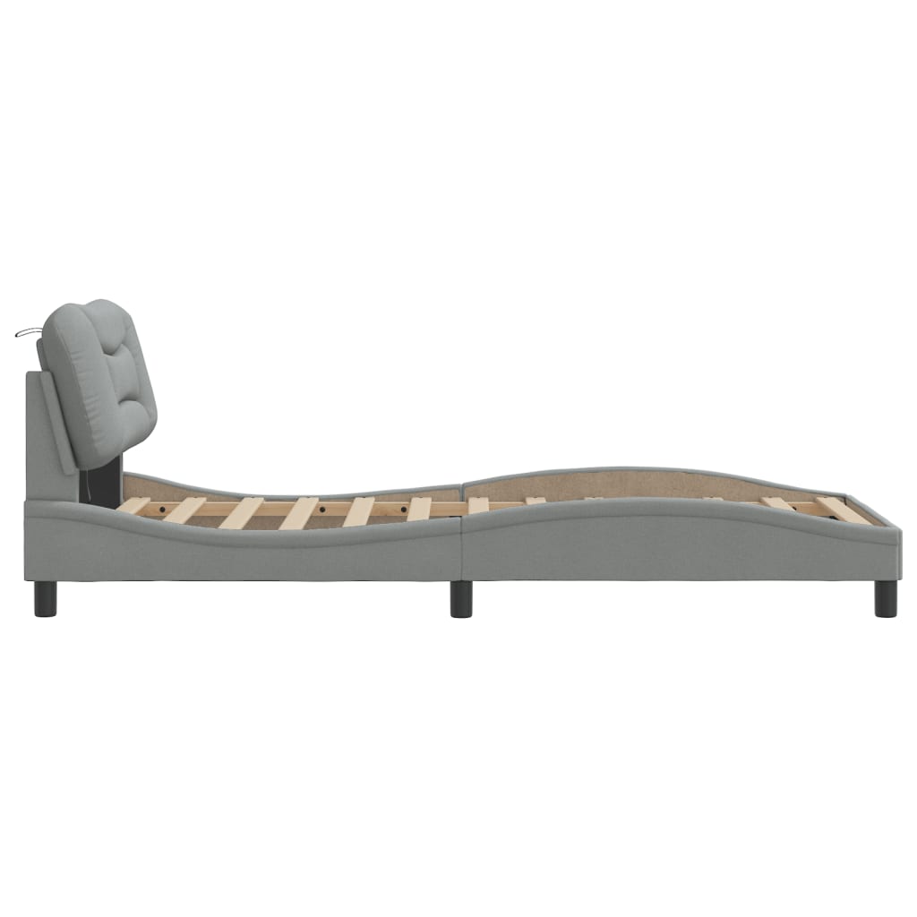 Cadre de lit avec LED sans matelas gris clair 90x200 cm tissu - XIOS