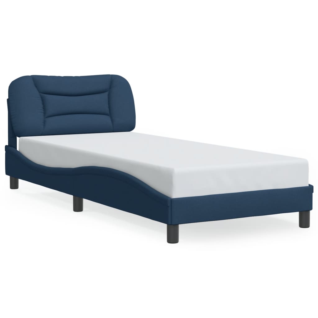 Cadre de lit avec LED sans matelas bleu 90x200 cm tissu - XIOS