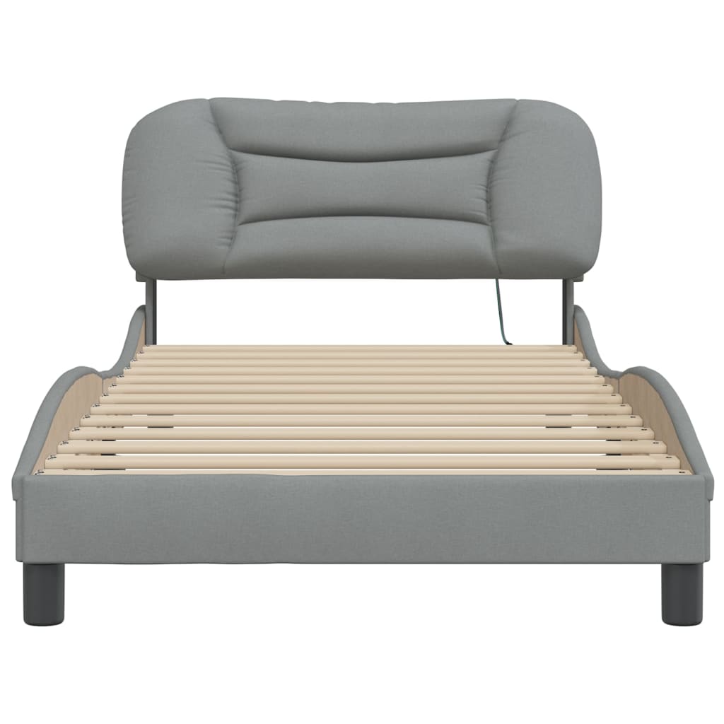 Cadre de lit avec LED sans matelas gris clair 100x200 cm tissu - XIOS