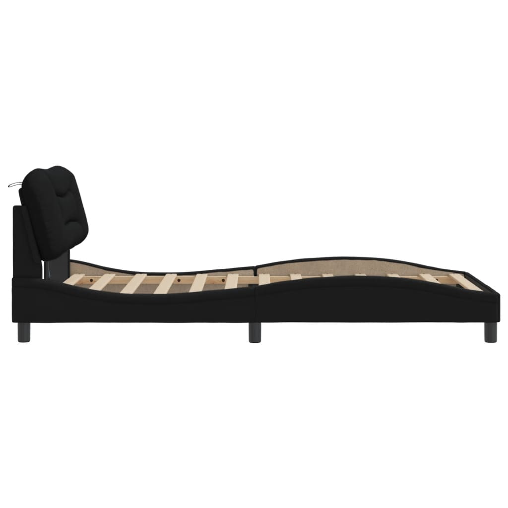 Cadre de lit avec LED sans matelas noir 100x200 cm tissu - XIOS