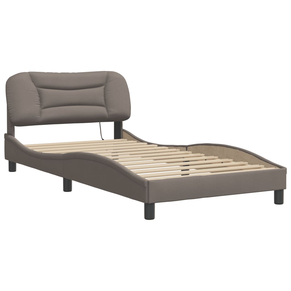 Cadre de lit avec LED sans matelas taupe 100x200 cm tissu - XIOS