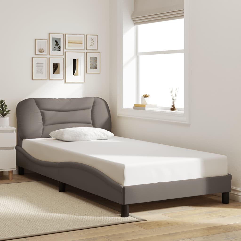 Cadre de lit avec LED sans matelas taupe 100x200 cm tissu - XIOS