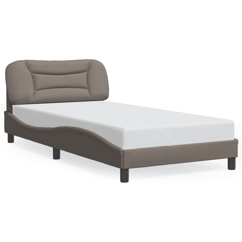 Cadre de lit avec LED sans matelas taupe 100x200 cm tissu - XIOS
