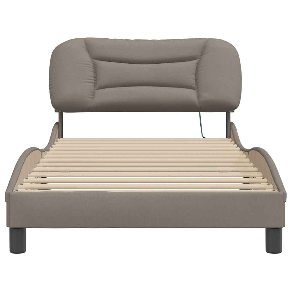 Cadre de lit avec LED sans matelas taupe 100x200 cm tissu - XIOS