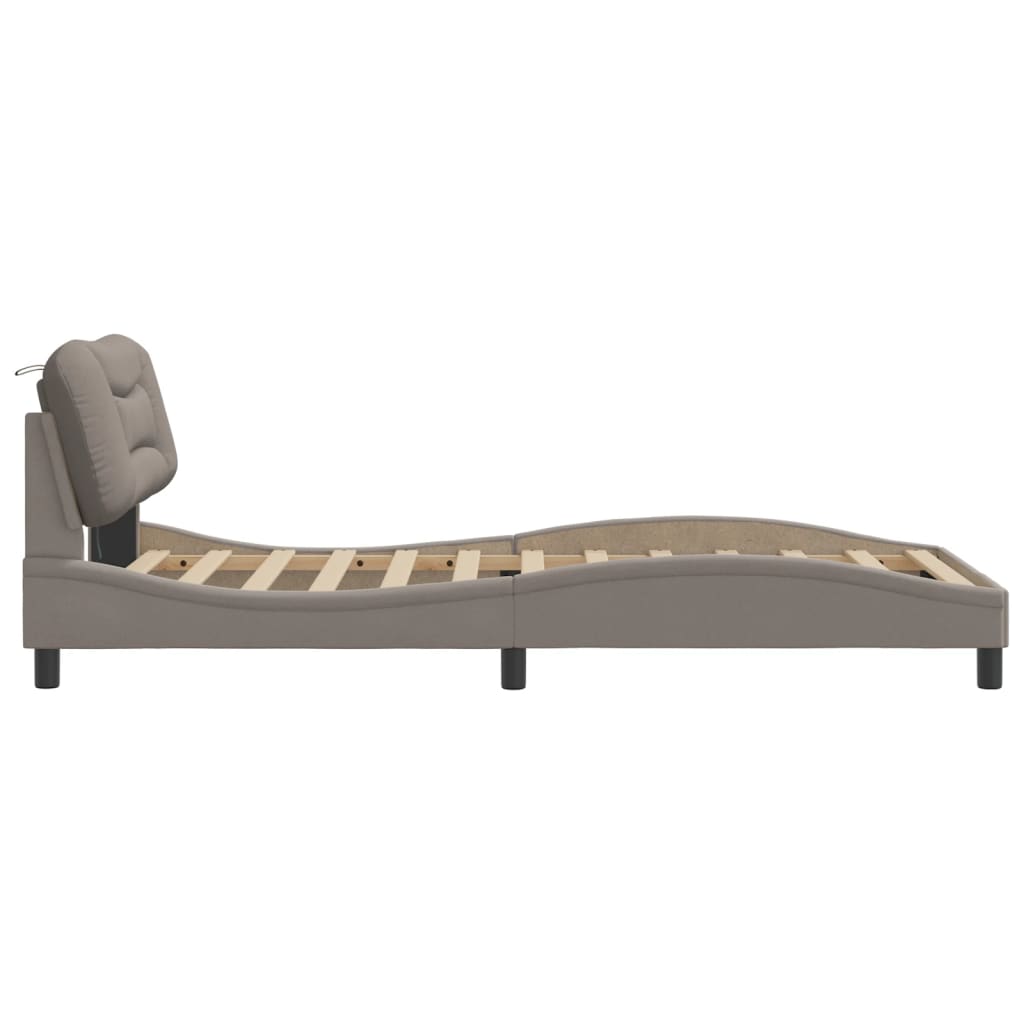 Cadre de lit avec LED sans matelas taupe 100x200 cm tissu - XIOS