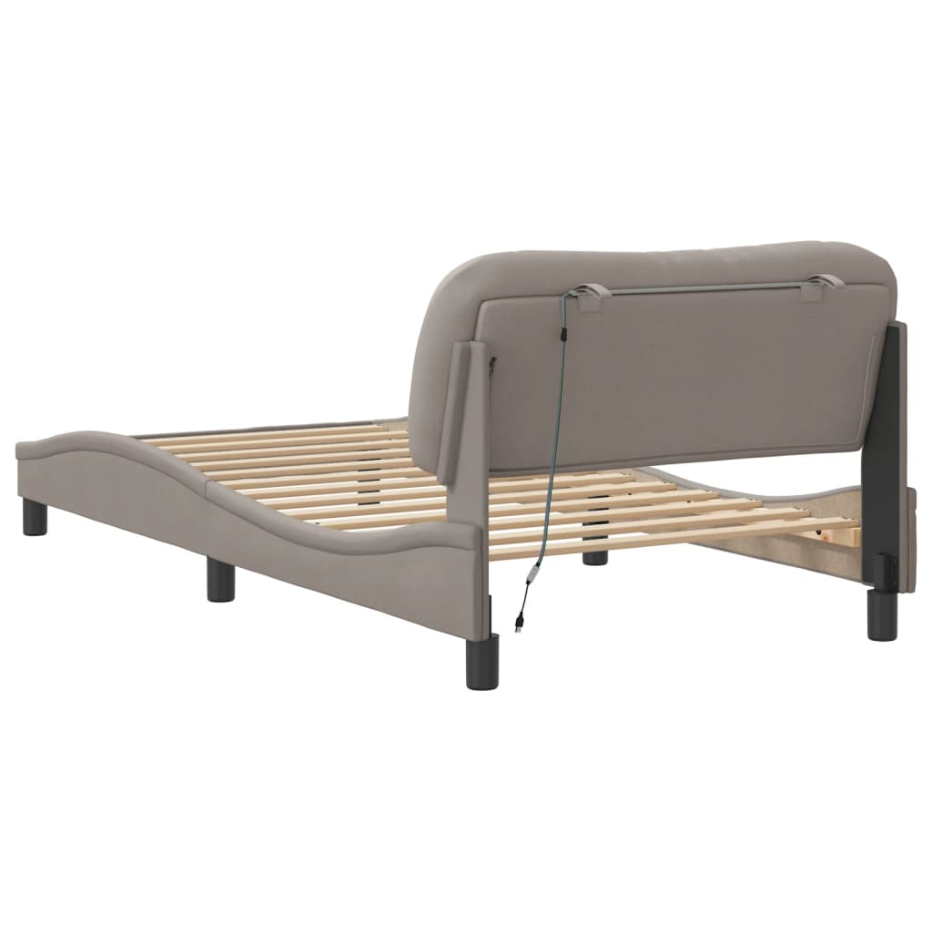 Cadre de lit avec LED sans matelas taupe 100x200 cm tissu - XIOS