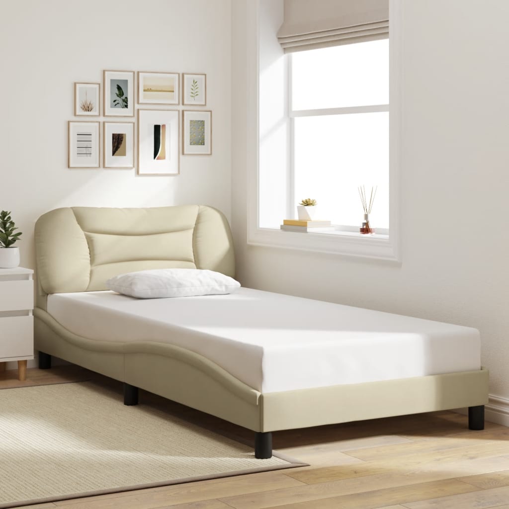 Cadre de lit avec LED sans matelas crème 100x200 cm tissu - XIOS