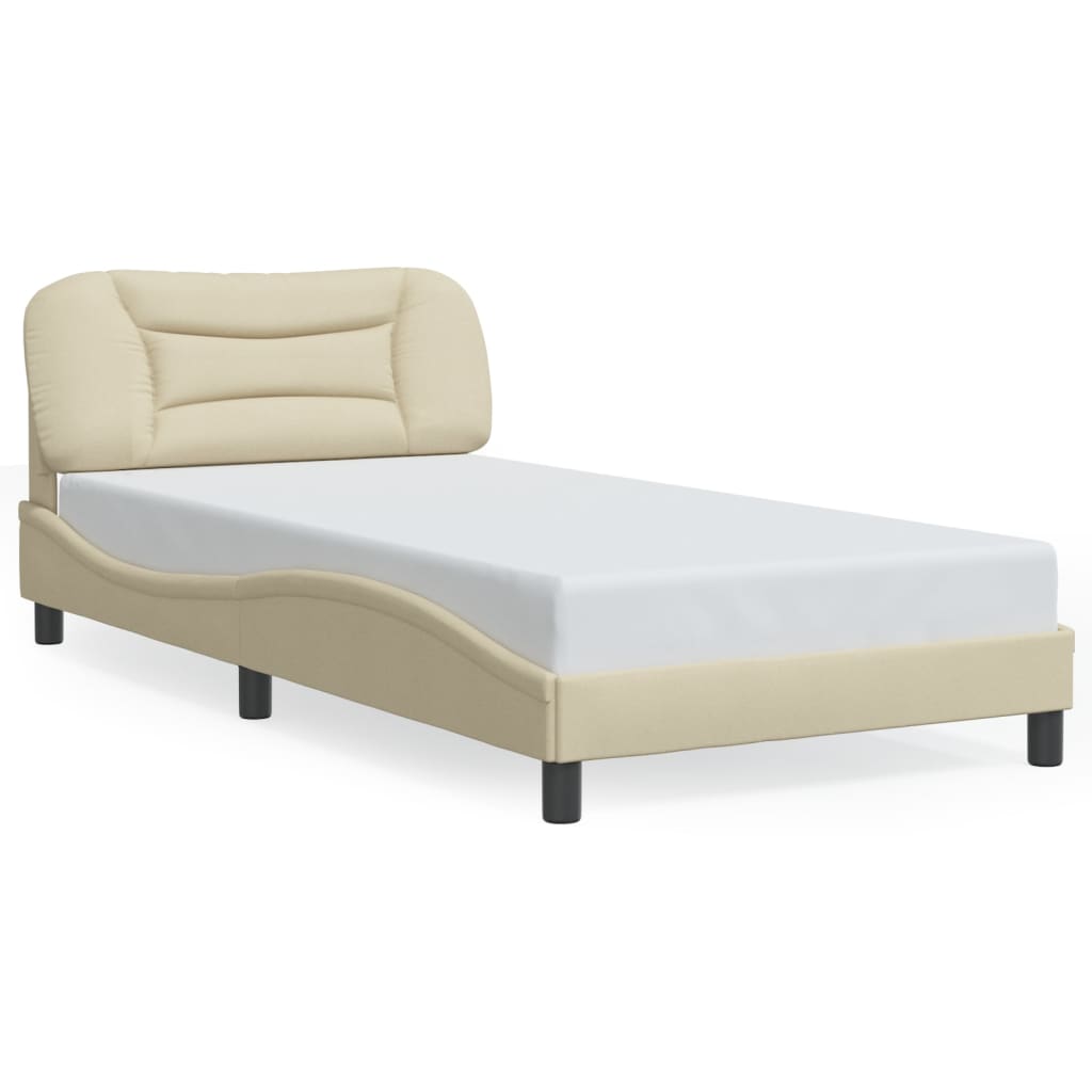 Cadre de lit avec LED sans matelas crème 100x200 cm tissu - XIOS