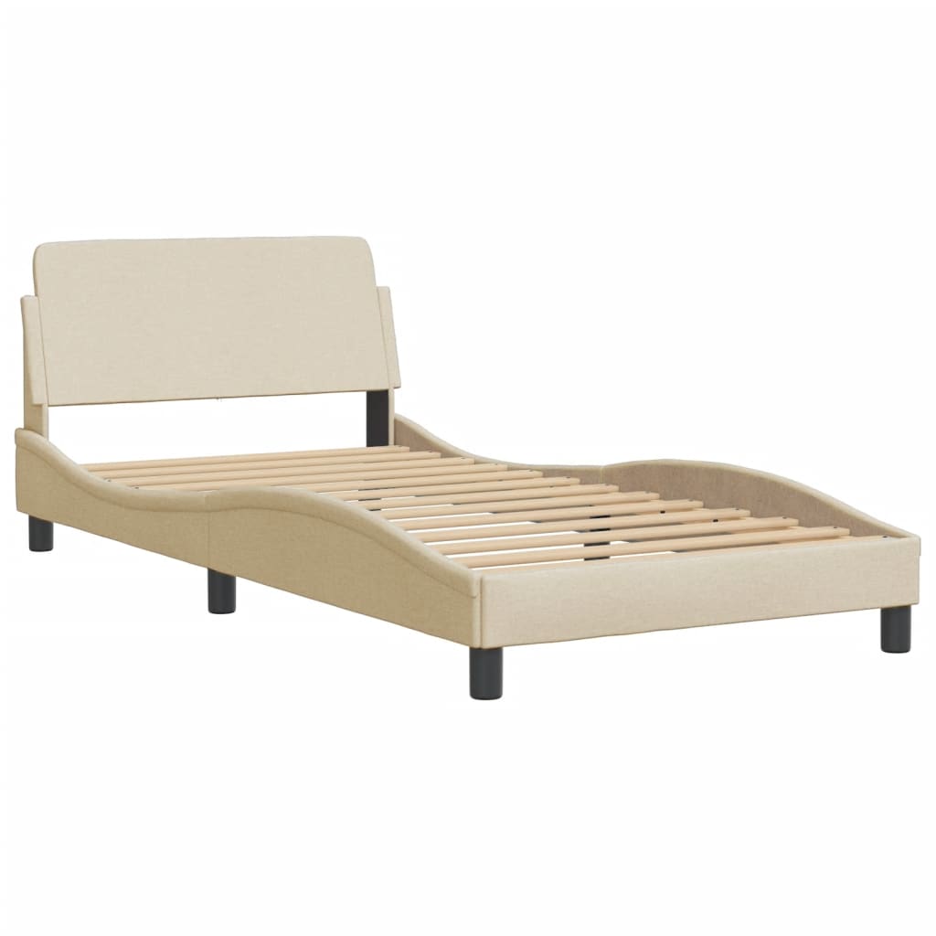 Cadre de lit avec LED sans matelas crème 100x200 cm tissu - XIOS