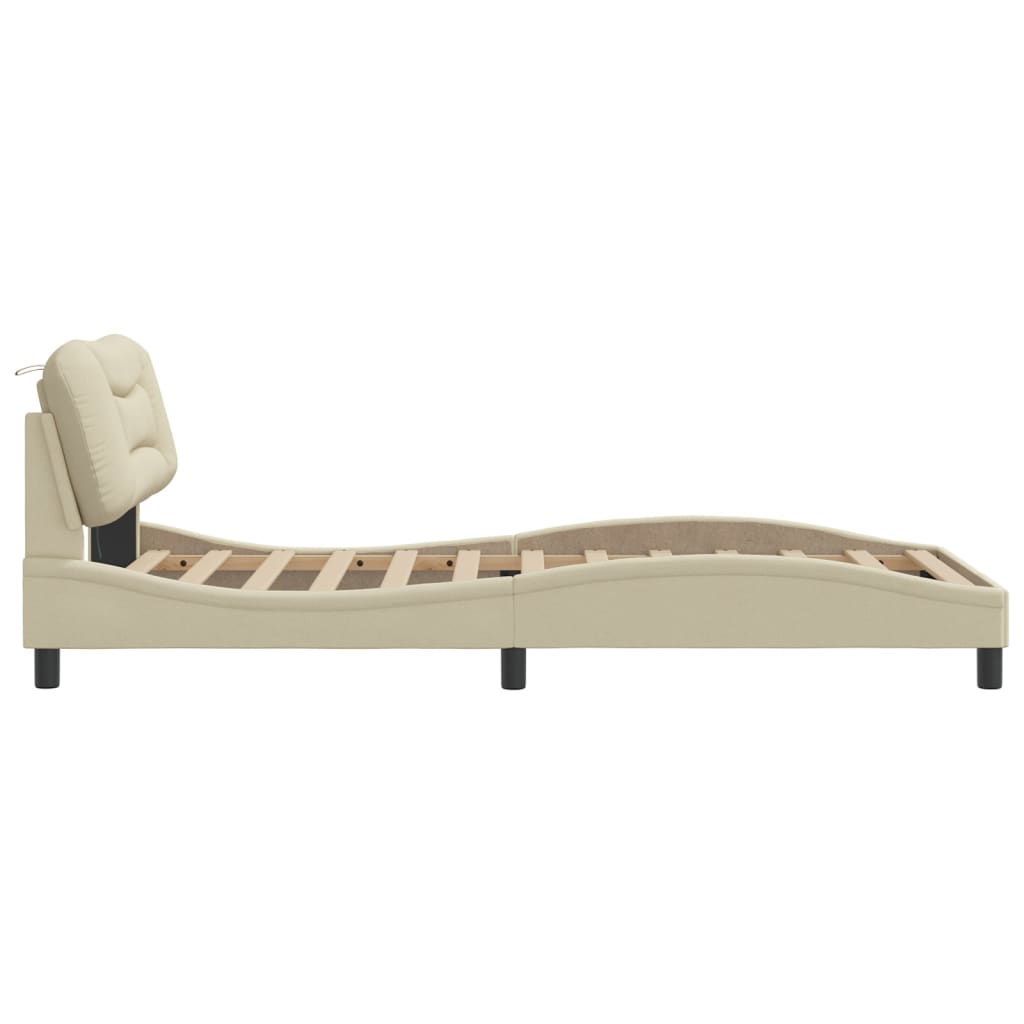 Cadre de lit avec LED sans matelas crème 100x200 cm tissu - XIOS