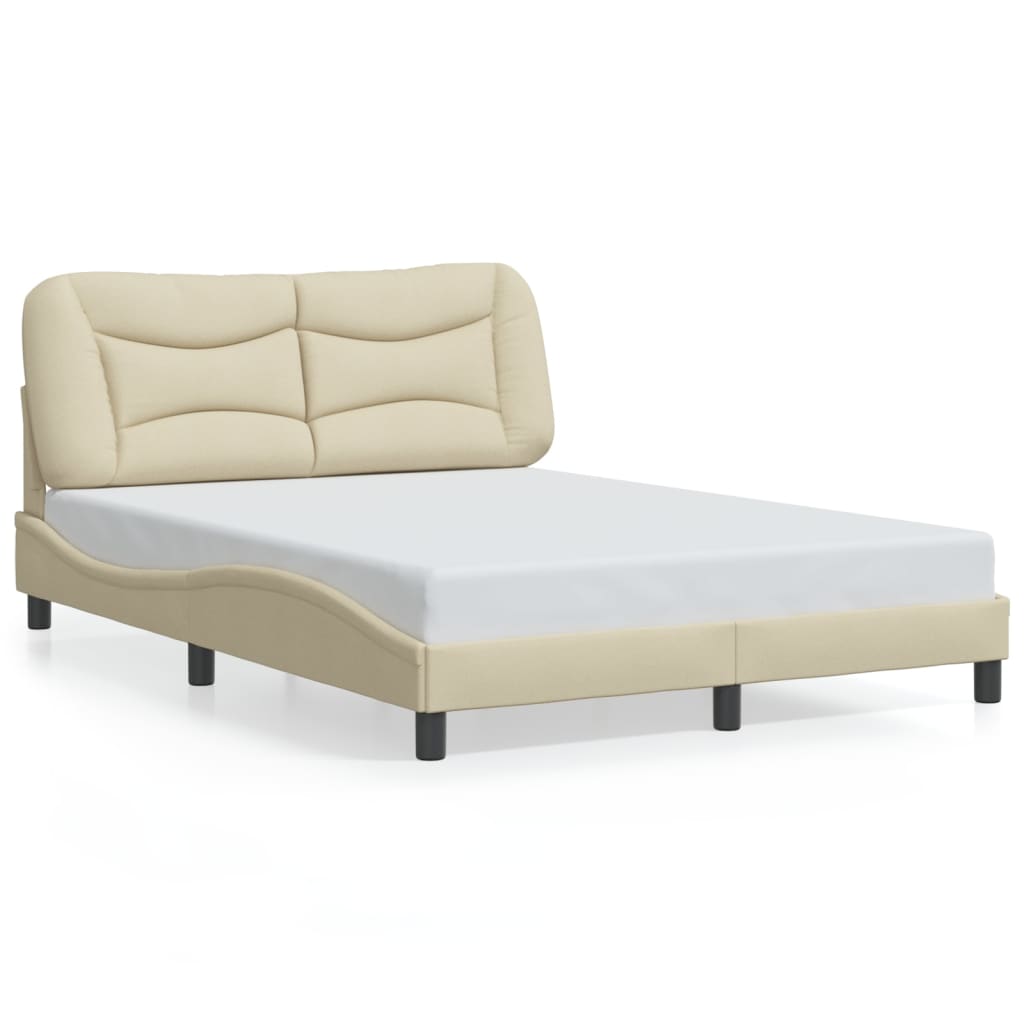 Cadre de lit avec LED sans matelas crème 120x200 cm tissu - XIOS