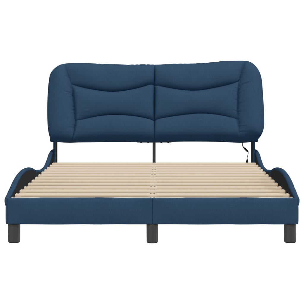 Cadre de lit avec LED sans matelas Hvar bleu 120x200 cm tissu - XIOS