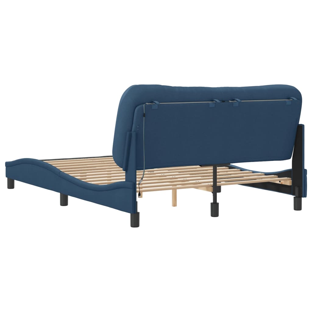 Cadre de lit avec LED sans matelas Hvar bleu 120x200 cm tissu - XIOS